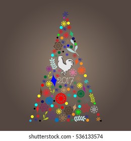 Christmas tree, vector illustration, greeting card