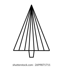 Christmas tree vector illustration, hand drawn pine tree doodle. Christmas and New Year symbol. Unique silhouette icon for festive winter designs and decorations.