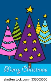 Christmas tree vector illustration. Hand drawn outline and stroke. It can be used for decorating of invitations, greeting christmas cards