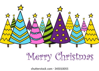 Christmas tree vector illustration. Hand drawn outline and stroke. It can be used for decorating of invitations, greeting cards
