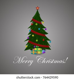 Christmas tree vector illustration. Holiday gifts and presents