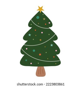 Christmas tree vector illustration isolated on white background.