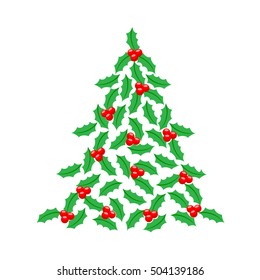 Christmas tree. Vector illustration isolated on white background.