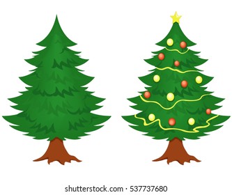 Christmas tree of vector illustration isolated on white.