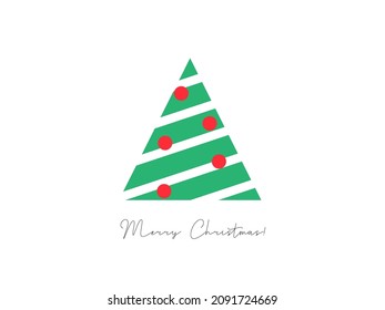 Christmas tree  vector illustration.  Merry Christmas hand drawn green tree holiday card. 