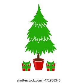Christmas tree vector illustration. Merry Christmas.