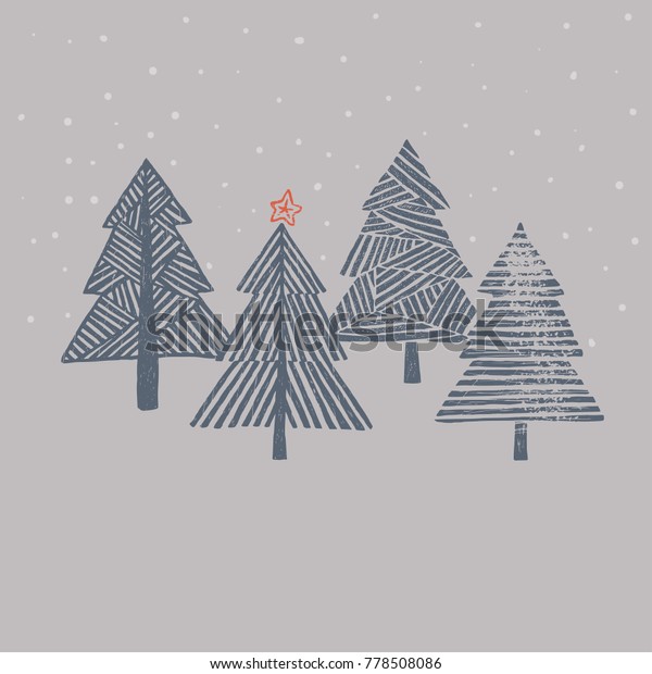 Christmas Tree Vector Illustration Minimalistic New Stock Image