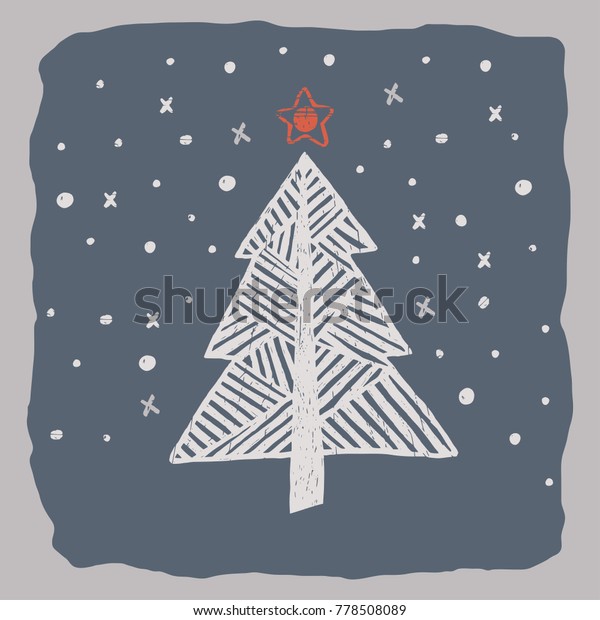 Christmas Tree Vector Illustration Minimalistic New Stock Vector