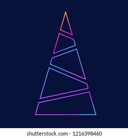 Christmas tree vector illustration on dark background, gradient