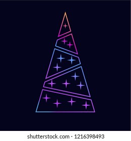 Christmas tree vector illustration on dark background, gradient