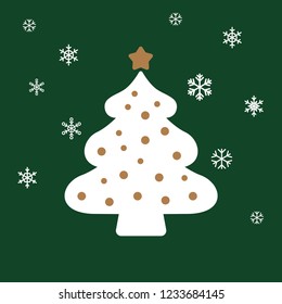 Christmas tree vector illustration on green background