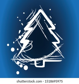 Christmas tree vector illustration on blue background