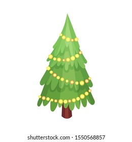 Christmas tree. Vector illustration on a white background.