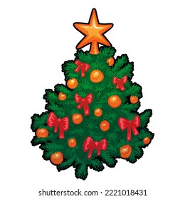 Ilustración vectorial de árbol de Navidad en fondo blanco