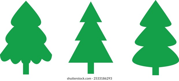 Vetor da árvore de Natal e ilustração no fundo branco, árvore de Cristo mas, árvore de silhueta, árvore verde  