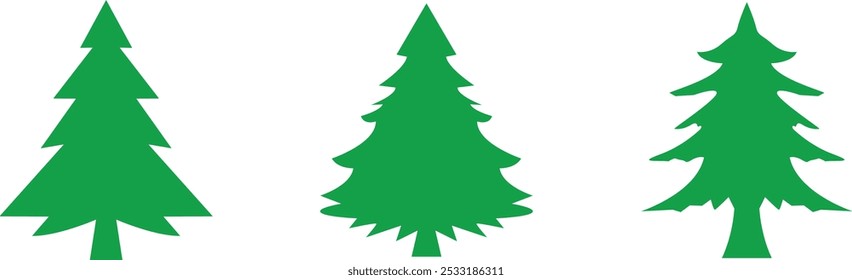 Vetor da árvore de Natal e ilustração no fundo branco, árvore de Cristo mas, árvore de silhueta, árvore verde  