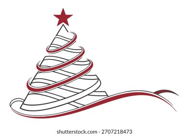 Christmas Tree Vector Illustration on White Background 