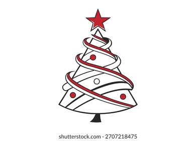 Christmas Tree Vector Illustration on White Background 