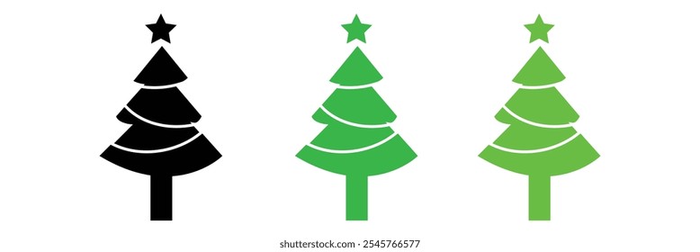 Árvore de Natal, ilustração vetorial . Sinal de decoração de silhueta, isolado no fundo branco. Design plano. Símbolo de feriado, Natal, Ano Novo ...