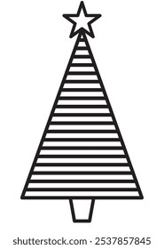 Christmas tree vector illustration with a star on the top. Silhouette of a Christmas tree. 