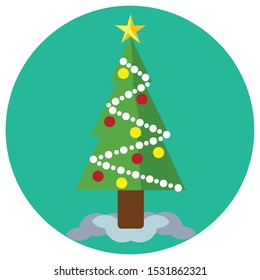 Christmas tree. Vector Illustration style