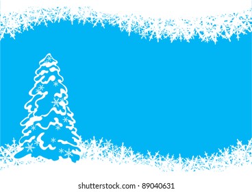 Christmas tree. Vector illustration with stylized christmas tree and snowflakes