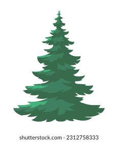 Christmas tree vector illustration. Symbol of New Year and winter holidays. Poster or banner for website. Flora and botany, nature. Cartoon flat graphic element isolated on white background