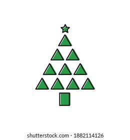 Christmas tree vector illustration. White background. Shape concept