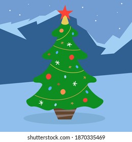 Christmas tree vector illustration. Winter card.
