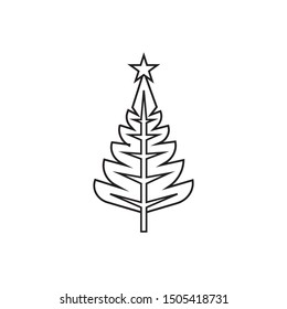 Christmas tree, vector illustration,.Christmas and New Year. linear graphics. simple drawing.