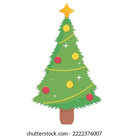 imagen vectorial de árbol de navidad
verde con bolas de colores diferentes sobre fondo blanco