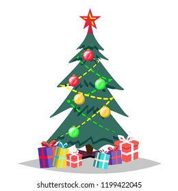 Christmas Tree Vector Isolated Illustration Stock Vector (Royalty Free ...