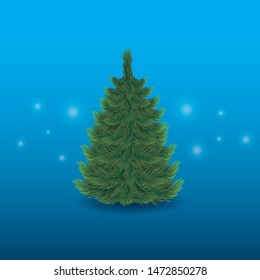 Christmas tree vector isolated on bright background. Winter, xmas design element. Realistic vector icon of pine, coniferous tree, evergreen tree, spruce, Christmas, New Year symbol. EPS10
