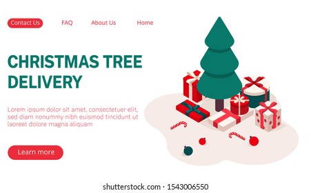 Christmas tree vector isometric set.