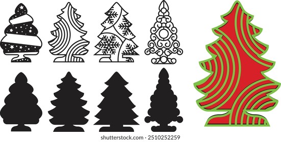 Christmas tree vector layered decoration