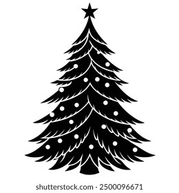 Christmas Tree Vector Line Art | Festive Holiday Clipart and Graphic Design