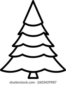 Christmas tree vector line art icon