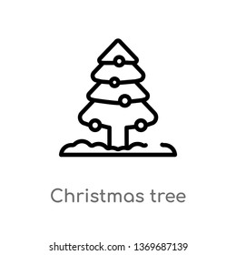 christmas tree vector line icon. Simple element illustration. christmas tree outline icon from winter concept. Can be used for web and mobile