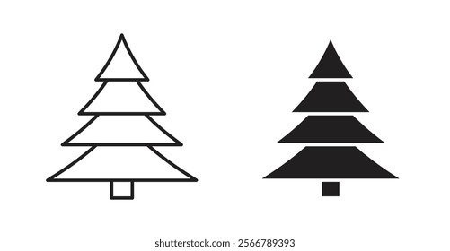 Christmas tree vector line icon illustration