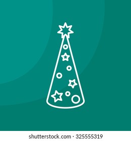 Christmas tree vector line icon.