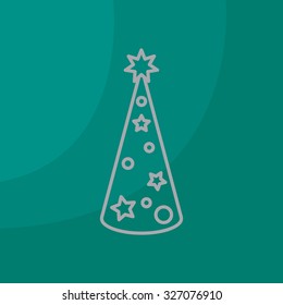 Christmas tree vector line icon.