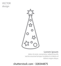 Christmas tree vector line icon.