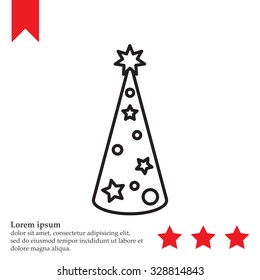 Christmas tree vector line icon.
