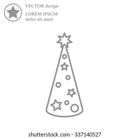 Christmas tree vector line icon.