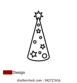 Christmas tree vector line icon.