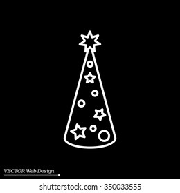 Christmas tree vector line icon.