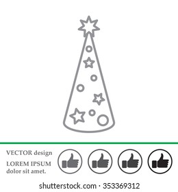 Christmas tree vector line icon.