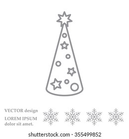 Christmas tree vector line icon.
