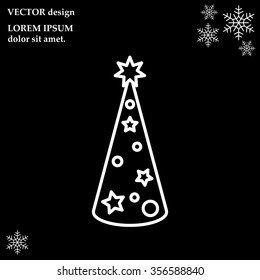 Christmas tree vector line icon.