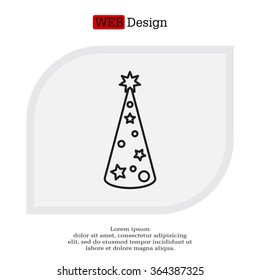 Christmas tree vector line icon.